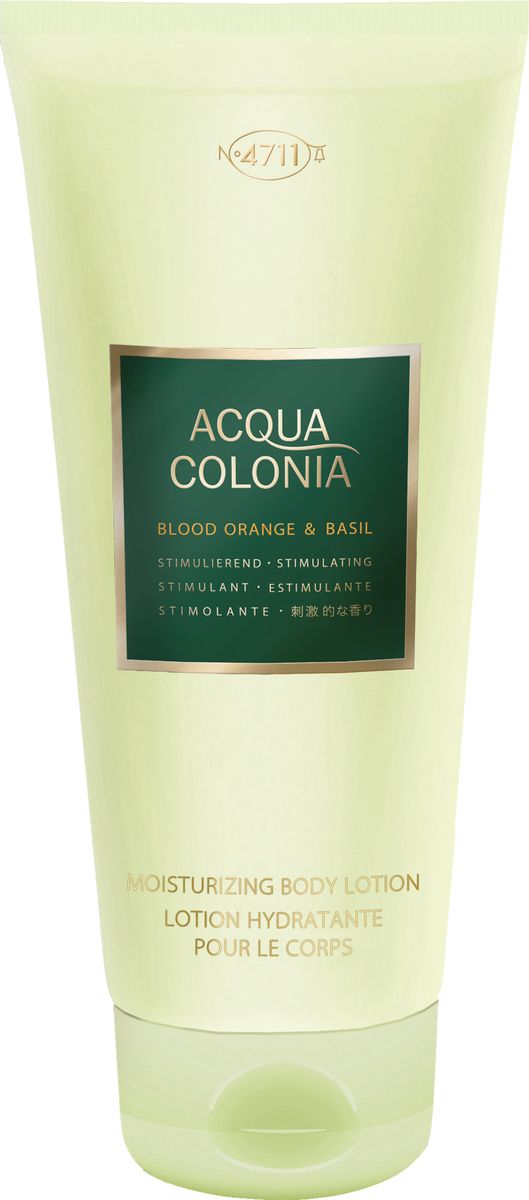 4711 Acqua Colonia Stimulating Blood Orange & Basil Лосьон для тела, 200 мл4011700744459 4711 Acqua Colonia Stimulating Blood Orange & Basil Лосьон для тела, 200 мл4011700744459Стимулирующий аромат 4711 Acqua Colonia Blood Orange & Basil безусловно отвлечет от тусклой повседневности и позовет в чудесный, яркий мир, полный безграничной энергии. Бодрящий, поднимающий настроение лосьон для тела, вобравший в себя свежие нотки оранжевого апельсина и смелые оттенки базилика, преподносит долгожданное праздничное ощущение, отвлекая от будничной суеты.