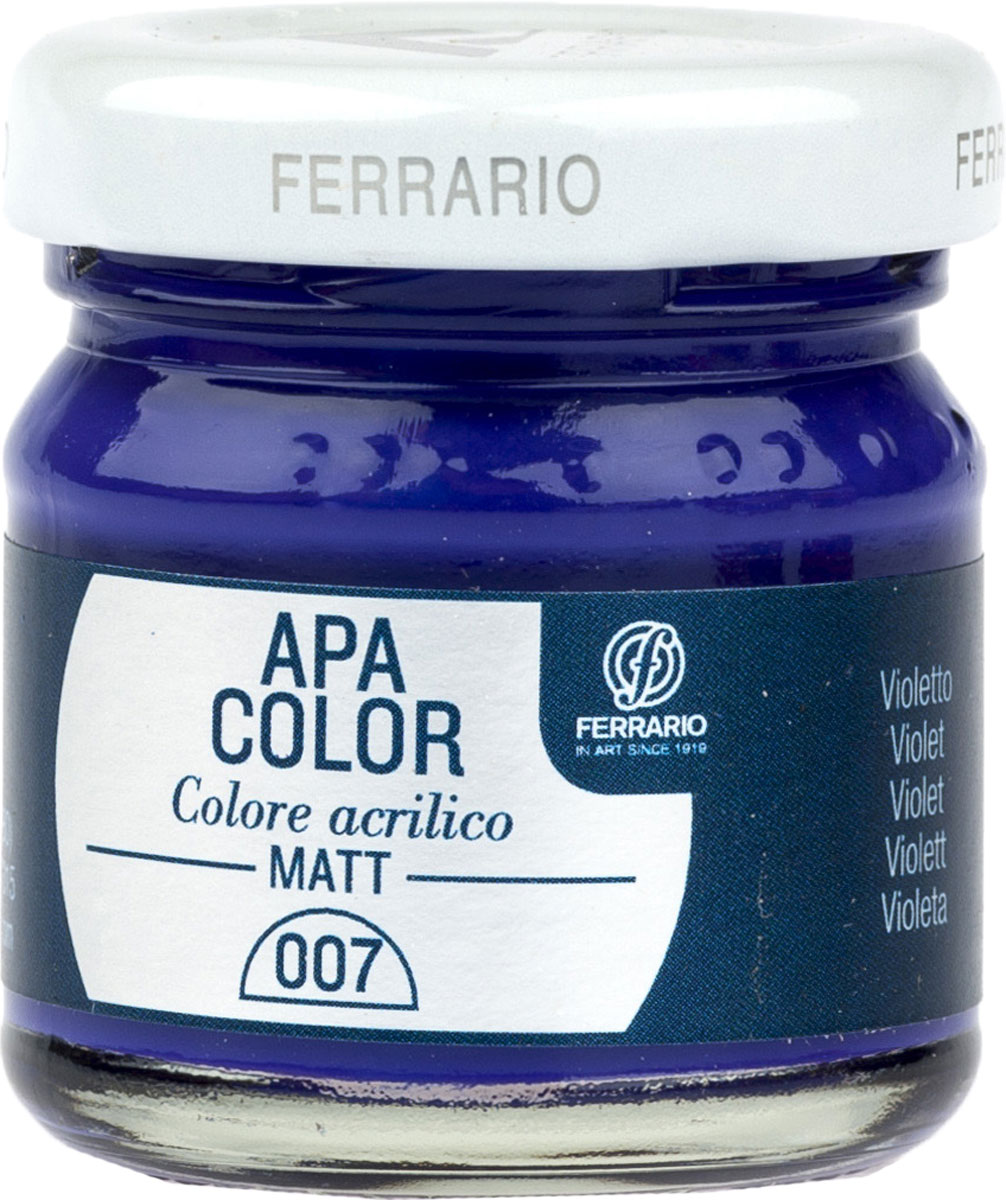 Ferrario Краска акриловая Apa Color цвет фиолетовый BA0040А0007BA0040А0007 Ferrario Краска акриловая Apa Color цвет фиолетовый BA0040А0007BA0040А0007Матовая акриловая краска Apa Color итальянской компании Ferrario на водной основе, готова к использованию. Основные качества акриловой краски Apa Color: прочность, светостойкость и экологичность. Благодаря акриловой смоле Apa Color пластична и не дает трещин. Именно поэтому краска прекрасно ложится на любые поверхности, будь то стекло, дерево или ткань, что особенно хорошо в дизайне и декоре. Она быстро сохнет, после высыхания становится водостойкой. Акриловая краска Apa Color не потускнеет со временем, ее светостойкость не позволит измениться цвету, он не выгорит на солнце и не пожелтеет. Акриловая краска Apa Color – это отличный выбор в пользу яркой живописи, так как в ее палитре только глубокие и насыщенные цвета. Из-за того, что акриловая краска Apa Color на водной основе, она почти совсем не пахнет, малотоксична – подходит для работы в помещениях, можно заниматься творчеством вместе с детьми. Акриловая краска Apa Color разводится водой, однако это не значит, что для нее нельзя использовать специальные растворители и медиумы, предназначенные для акриловых красок – в этом случае сохраняется высокая пигментированность, но объем краски увеличивается и появляется возможность создания различных фактур и эффектов. Акриловую краску Apa Color легко наносить кистью, шпателем, валиком.