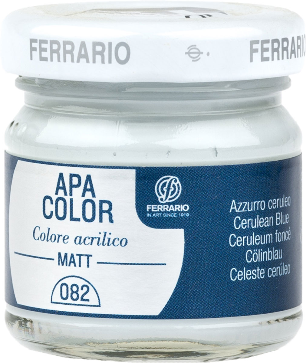 Ferrario Краска акриловая Apa Color цвет цирулеум голубойBA0040А0082 Ferrario Краска акриловая Apa Color цвет цирулеум голубойBA0040А0082Матовая акриловая краска Apa Color итальянской компании Ferrario на водной основе, готова к использованию. Основные качества акриловой краски Apa Color: прочность, светостойкость и экологичность. Благодаря акриловой смоле Apa Color пластична и не дает трещин. Именно поэтому краска прекрасно ложится на любые поверхности, будь то стекло, дерево или ткань, что особенно хорошо в дизайне и декоре. Она быстро сохнет, после высыхания становится водостойкой. Акриловая краска Apa Color не потускнеет со временем, ее светостойкость не позволит измениться цвету, он не выгорит на солнце и не пожелтеет. Акриловая краска Apa Color – это отличный выбор в пользу яркой живописи, так как в ее палитре только глубокие и насыщенные цвета. Из-за того, что акриловая краска Apa Color на водной основе, она почти совсем не пахнет, малотоксична – подходит для работы в помещениях, можно заниматься творчеством вместе с детьми. Акриловая краска Apa Color разводится водой, однако это не значит, что для нее нельзя использовать специальные растворители и медиумы, предназначенные для акриловых красок – в этом случае сохраняется высокая пигментированность, но объем краски увеличивается и появляется возможность создания различных фактур и эффектов. Акриловую краску Apa Color легко наносить кистью, шпателем, валиком.