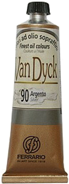 Ferrario Краска масляная Van Dyck цвет №90 серебро AV1116BO90AV1116BO90 Ferrario Краска масляная Van Dyck цвет №90 серебро AV1116BO90AV1116BO90Масляные краски серии VAN DYCK итальянской компании Ferrario изготавливаются из натуральных мелко тертых пигментов с добавлением качественного связующего материала. Благодаря этому масляные краски VAN DYCK обладают превосходной светостойкостью, чистотой цветов и оттенков. Краски можно разбавлять льняным маслом, терпентином или нефтяными разбавителями. Все цвета хорошо смешиваются между собой. В серии масляных красок VAN DYCK представлено 87 различных оттенков, а также 6 металлических оттенков. Дополнительные характеристики:– Изготавливаются из натуральных мелко тертых пигментов с добавлением качественного связующего материала;– Краски хорошо смешиваются между собой;