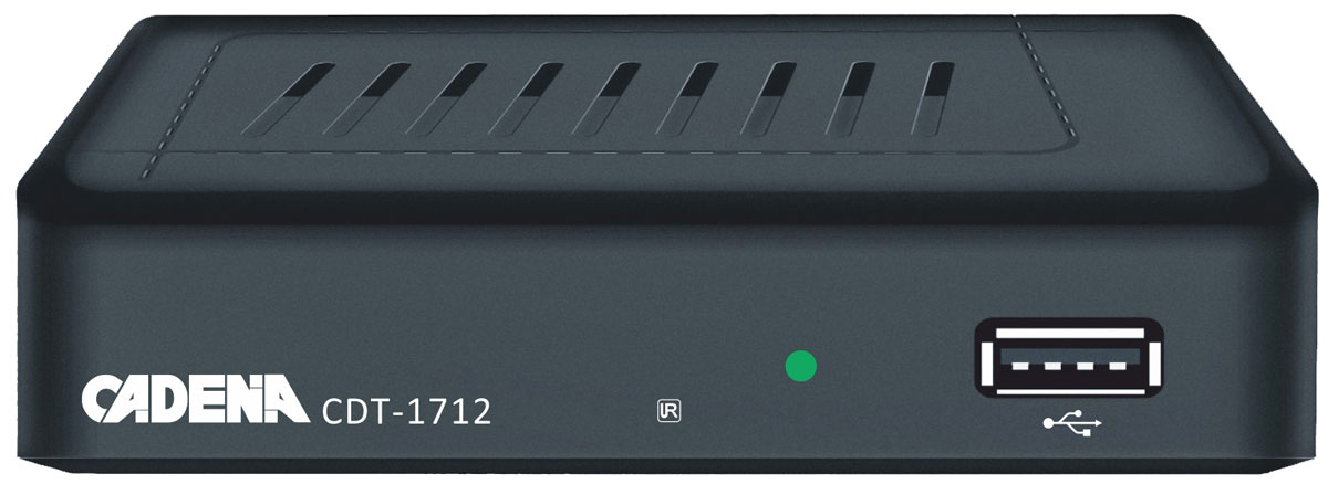 Cadena CDT-1712, Black цифровой ТВ ресивер046/91/00047719 Cadena CDT-1712, Black цифровой ТВ ресивер046/91/00047719Приемник предназначен для просмотра бесплатного цифрового эфирного телевидения высокого качества. Высокочувствительный тюнер обеспечивает стабильное качество принимаемого сигнала.