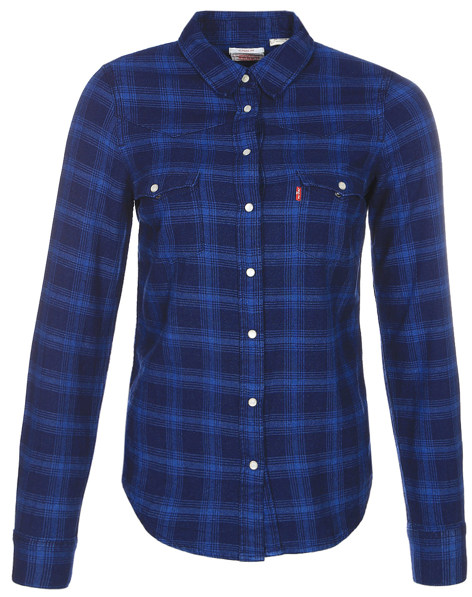 Рубашка женская Levis®, цвет: темно-синий. 2499600190. Размер L (48/50)2499600190 Рубашка женская Levis®, цвет: темно-синий. 2499600190. Размер L (48/50)2499600190Рубашка в стиле Western c нагрудными карманами на клапанах.