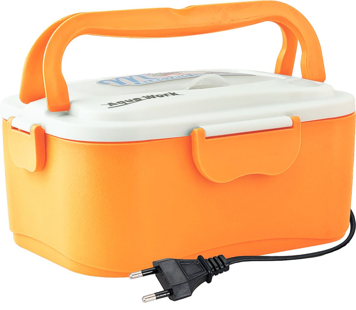 Aqua Work С5, Orange ланчбокс с подогревом 220В12734 Aqua Work С5, Orange ланчбокс с подогревом 220В12734Разогрев содержимого от 5 минут (в зависимости от количества содержимого)Изготовлен из высококачественного пищевого пластика и нержавеющей сталиУдобная ручка для переносаНадежное крепление крышкиКомфортное хранение содержимогоПластиковая ложка, вилка, палочки (расположены в специальном отделении в крышке)Общая емкостью - 1,05 литра, в том числе отдельный контейнер с крышечкой (емкость 0,45 литра)Питание от сети 220 вольт.