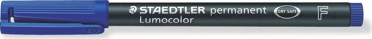 Staedtler Маркер перманентный Lumocolor 0,6 мм цвет чернил синий318-3 Staedtler Маркер перманентный Lumocolor 0,6 мм цвет чернил синий318-3Универсальный маркер для большинства поверхностей. Толщина линии - F, приблизительно 0,6 мм. Синий цвет чернил. Подходит для работы с проекторами и на CD/DVD. Превосходная защита от смазывания и водоустойчивые характеристики на большинстве гладких поверхностей. Высыхает в считанные секунды, что делает его идеальным для левшей. Перманентные, слабо пахнущие чернила. Корпус и колпачок из полипропилена гарантируют долгий срок службы. Защита от высыхания - может быть оставлен без колпачка на несколько дней. Безопасно для самолетов - автоматическое выравнивание давления предотвращает от вытекания чернил на борту самолета. Чернила без ксилона и толуола.