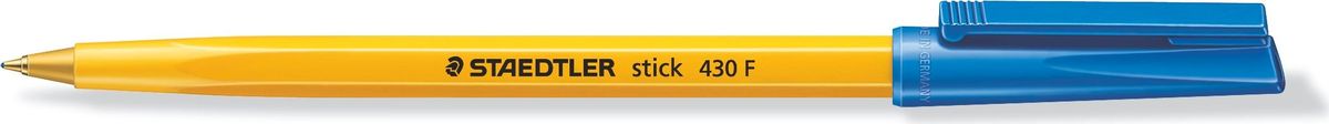 Staedtler Ручка шариковая Stick 0,3 мм цвет чернил синий430F-302 Staedtler Ручка шариковая Stick 0,3 мм цвет чернил синий430F-302Одноразовая шариковая ручка серии stick 430. Цвет синий. Шариковая ручка с колпачком и клипом. Безопасно использовать в самолете - автоматическое выравнивание давления предотвращает утечку чернил на борту самолета. Толщина линии F - 0,3 мм.