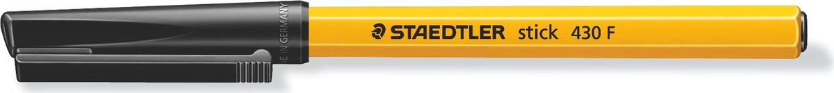 Staedtler Ручка шариковая Stick 0,3 мм цвет чернил черный430F-902 Staedtler Ручка шариковая Stick 0,3 мм цвет чернил черный430F-902Одноразовая шариковая ручка серии stick 430. Цвет черный. Шариковая ручка с колпачком и клипом. Безопасно использовать в самолете - автоматическое выравнивание давления предотвращает утечку чернил на борту самолета. Толщина линии F - 0,3 мм.