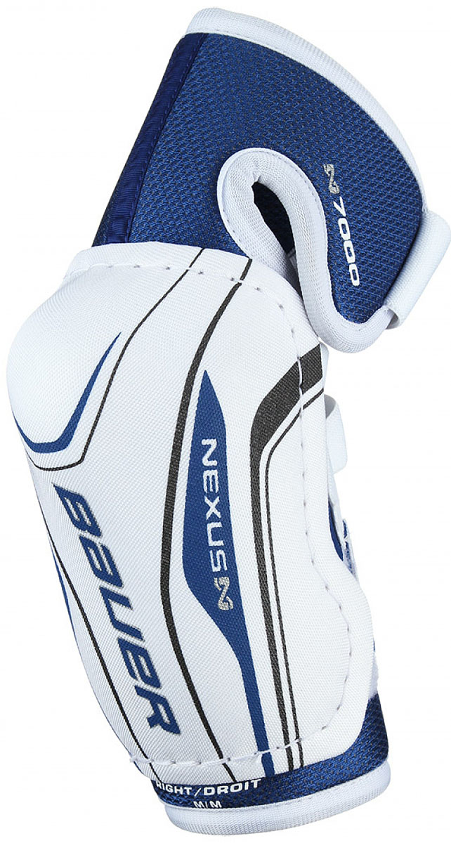Налокотники Bauer Nexus N7000, цвет: белый, синий. 1048049. Размер M1048049 Налокотники Bauer Nexus N7000, цвет: белый, синий. 1048049. Размер M1048049Больше контроля над вашими движениями с налокотниками, которые сгибаются более естественно. Пена высокой плотности на бицепсе и защита запястья усиливают общий уровень защиты, а система из трех ремней и анкерного ремня надежно удерживает налокотники на месте.