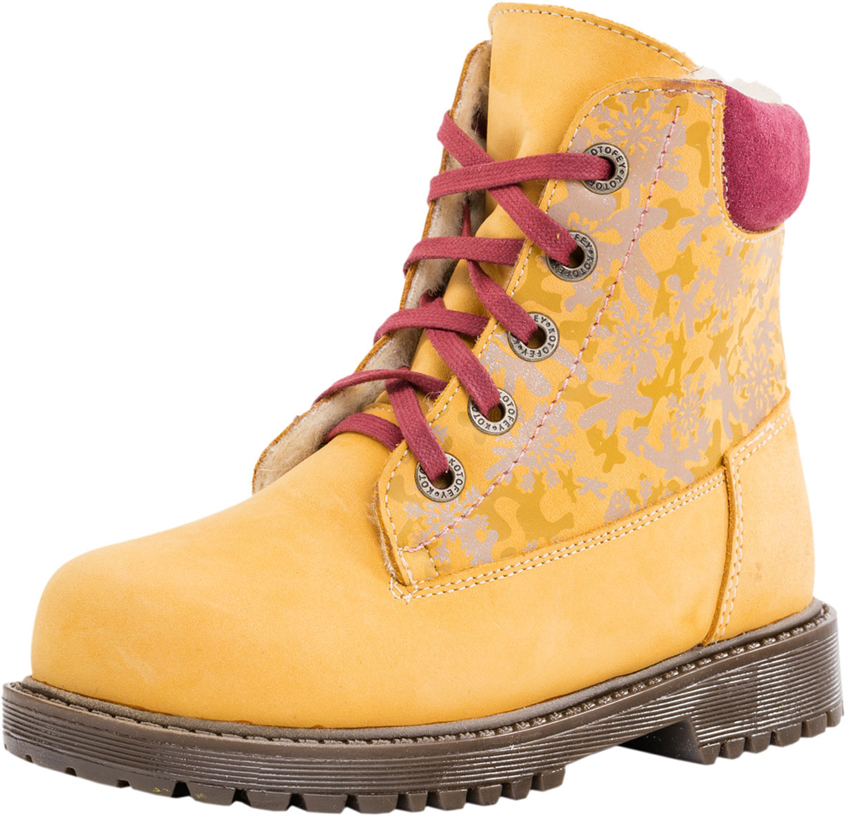 Ботинки для девочки Котофей, цвет: желтый. 552074-42. Размер 34
