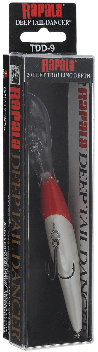Воблер Rapala. TDD09-RHTDD09-RH Воблер Rapala. TDD09-RHTDD09-RHСпециально разработанный конструкторами Rapala бананообразный воблер, который самостоятельно, без помощи дополнительных устройств, достигает глубины 9 м, где в жару отлеживаются трофейные экземпляры. При всех положительныхдостоинствах, Deep Tail Dancer благодаря мощной глубоководной лопасти, быстро погружает приманку на нужную глубину. Семейство Tail Dancer обладает стабильной игрой на любых скоростях проводки. Тройники VMC готовы противостоятьсамому жесткому сопротивлению.