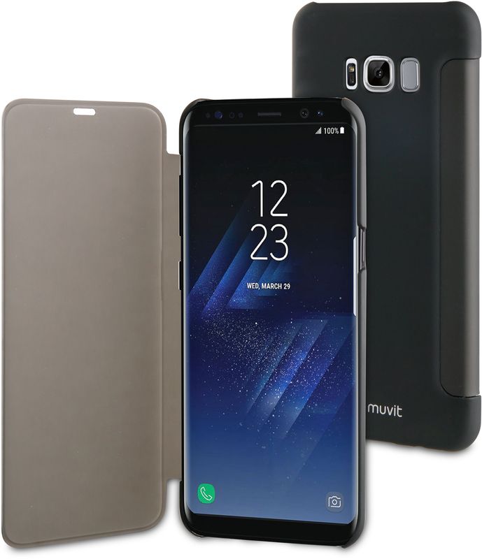 Muvit Folio Case чехол для Samsung Galaxy S8+, BlackMUTSF0002 Muvit Folio Case чехол для Samsung Galaxy S8+, BlackMUTSF0002Передняя крышка чехла Muvit Folio Case Touch Front позволяет контролировать основные функции, пользоваться Вашим устройством, не открывая чехол. Матовое покрытие обеспечивает более высокое тактильное ощущение.Сенсорный флипОтображение времениФункция ответа на звонки