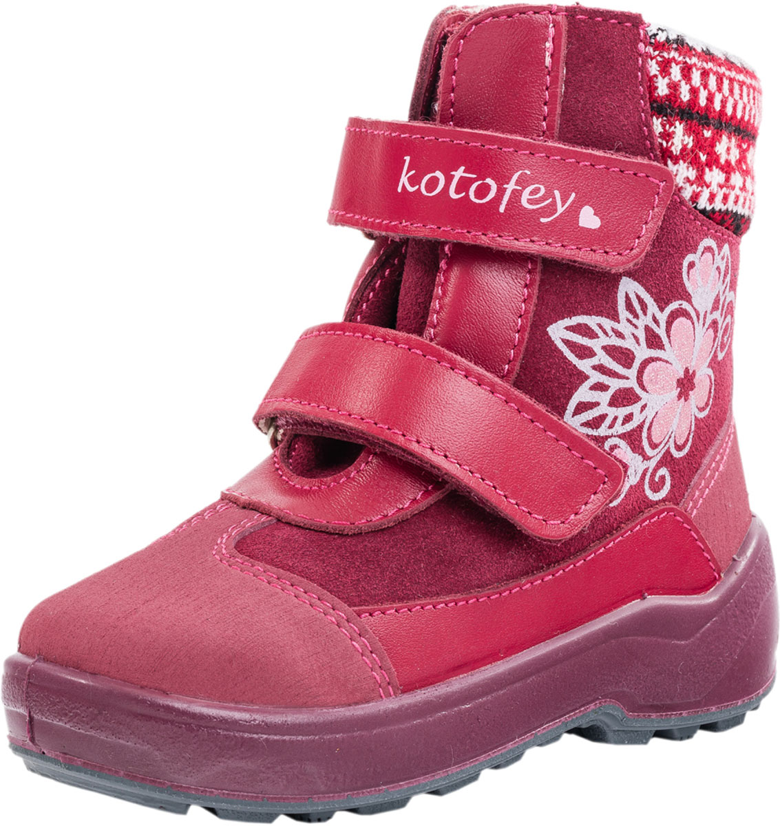 Ботинки для девочки Котофей, цвет: бордовый. 252114-41. Размер 24