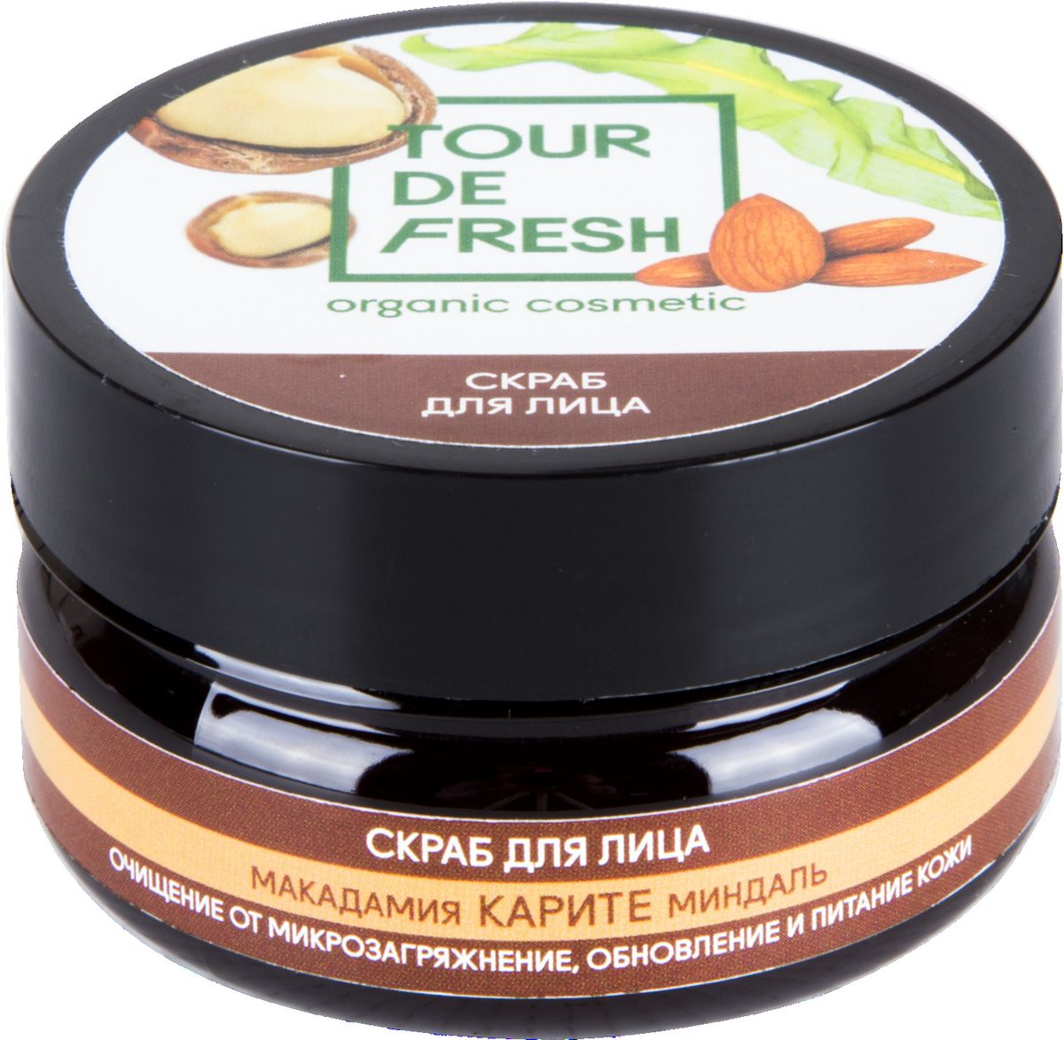 Tour De Fresh Скраб для лица Макадамия, каритэ и миндаль, 60 млУФ000000013 Tour De Fresh Скраб для лица Макадамия, каритэ и миндаль, 60 млУФ000000013Мягкий скраб отлично подходит для сухой и чувствительной кожи. Активные компоненты продукта бережно очищают и отшелушивают омертвевшие клетки, питая и увлажняя кожу