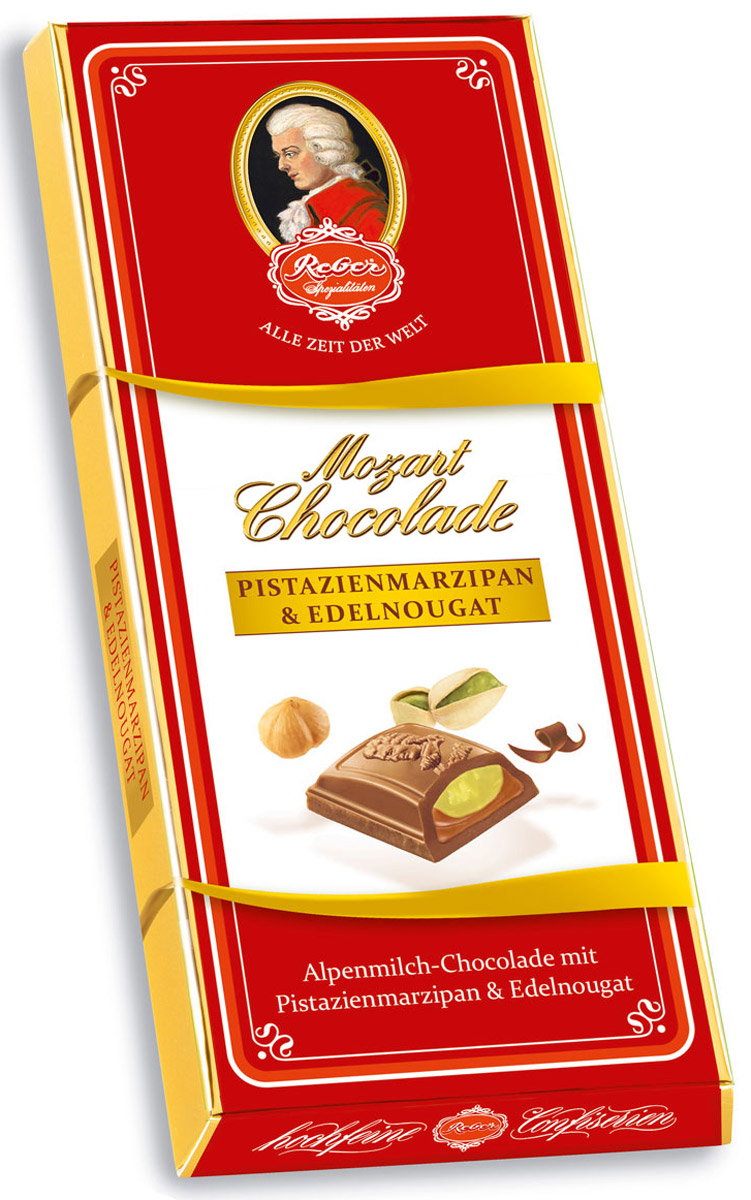 Reber AlpenVollmilch молочный шоколад с ореховым пралине и фисташковым марципаном, 100 г1410133/3 Reber AlpenVollmilch молочный шоколад с ореховым пралине и фисташковым марципаном, 100 г1410133/3Reber AlpenVollmilch - нежный молочный шоколад из альпийского молока с двуслойной начинкой из фисташкового марципана и сладкой нуги из фундука. Марципан уравновешивает сладость нуги и молочного шоколада, поэтому вкус продукта получается сбалансированный, сдержанный и элегантный.Ракушка сделана из довольно толстого слоя шоколада, поэтому она очень приятно ломается, хрустит и сохраняет собственную форму и вкус. Шоколад из альпийского молока приготовлен по семейному рецепту Reber. Нугу делают из средиземноморского медленно обжаренного фундука, сахара, альпийского молока и меда.