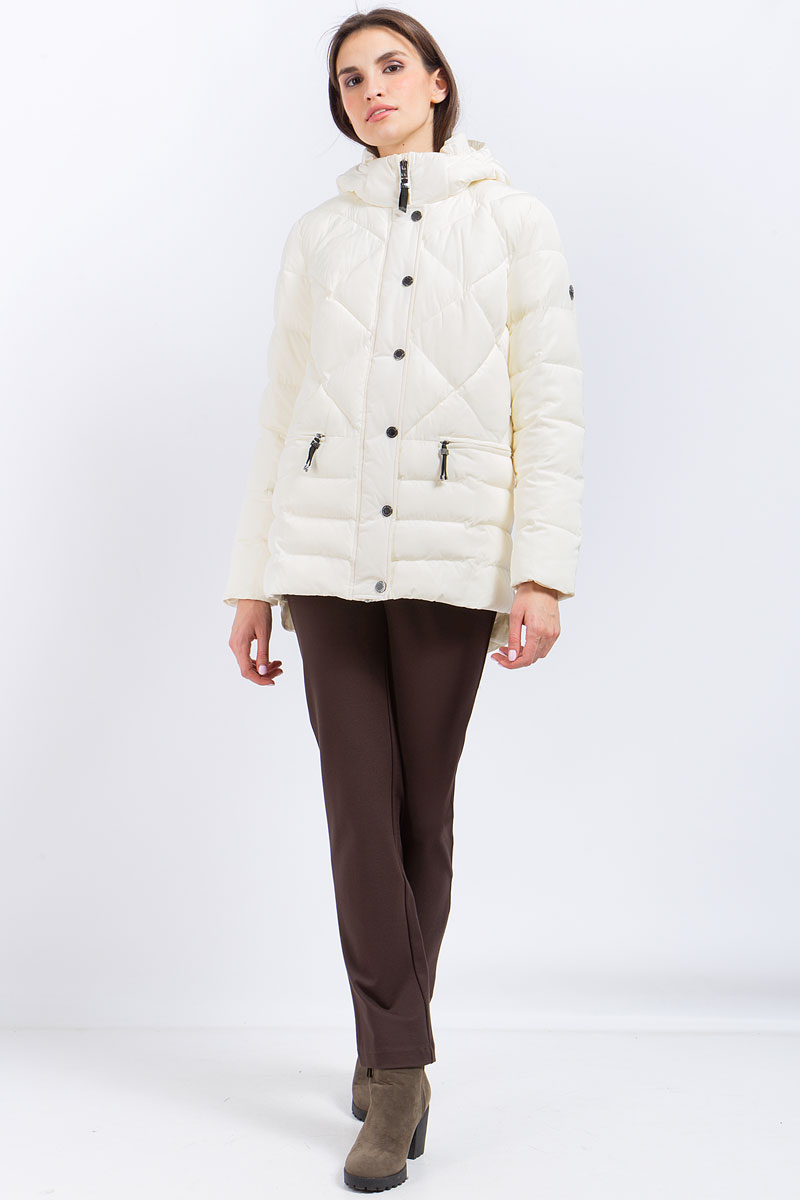 Куртка женская Finn Flare, цвет: молочный. W17-11017_711. Размер XL (50)W17-11017_711 Куртка женская Finn Flare, цвет: молочный. W17-11017_711. Размер XL (50)W17-11017_711Куртка женская Finn Flare выполнена из полиэстера. Модель с капюшоном и длинными рукавами застегивается на молнию и кнопки.