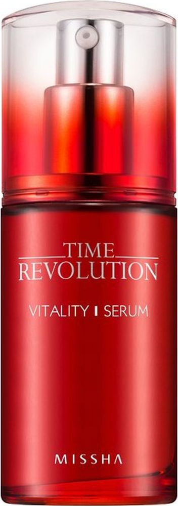 Missha Time Revolution Vitality Serum Интенсивная антивозрастная сыворотка для лица, 40 мл8806185748261 Missha Time Revolution Vitality Serum Интенсивная антивозрастная сыворотка для лица, 40 мл8806185748261Серум с высокой концентрацией действующих ингредиентов – экстрактов красных растений, среди которых – клюква, гибискус и гранат, хорошо зарекомендовавшие себя как антиоксиданты, стимулирующие регенерацию кожиУникальный запатентованный пептидов и протеидов растений Trilagen TM, а также комплекс, с экстрактом кассии в базе DN-AidTM восстанавливают липидный слой кожи и ее водоудерживающие свойства, продлевает жизненный цикл клетки, защищая ее ДНК от влияния негативных факторов среды