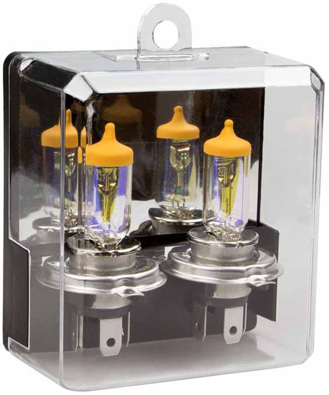 Лампа автомобильная галогенная Kraft Pro All Weather, H4, 12V, 55W (P43t), 2 штКТ 700217 Лампа автомобильная галогенная Kraft Pro All Weather, H4, 12V, 55W (P43t), 2 штКТ 700217Отличительно особенность ламп данной серии является специальное двухслойное интерференционное покрытие, обеспечивающее золотисто-желтый цвет свечения. Лампы серии Kraft Pro All Weather обеспечивают наилучшую контрастность и комфорт вождения при плохих метеоусловиях (дождь, снег, туман), что значительно повышает безопасность дорожного движения.