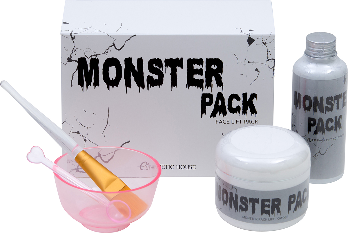 Esthetic House Набор для приготовления лифтинг-маски Monster Pack950221 Esthetic House Набор для приготовления лифтинг-маски Monster Pack950221Маска MONSTER PACK направленна на моментальный лифтинг-эффект, сужает поры, очищает кожу, борется с возрастными изменениями, осветляет, выравнивает тон, преображает как внешне, так и изнутри. ПОРОШОК: альбумин в составе порошка предотвращает потерю влаги кожей, а также дает эффект мгновенного лифтинга. АКТИВАТОР: гиалуроновая кислота, пантенол, цветочные экстракты в составе направлены на увлажнение кожи, аденозин и ниацинамид - функциональные ингредиенты, которые вкупе предотвращают возрастные изменения, осветляющие кожу. Содержимое набора: порошок 50 г, активатор 150 мл, кисть, миска, мерная ложка.