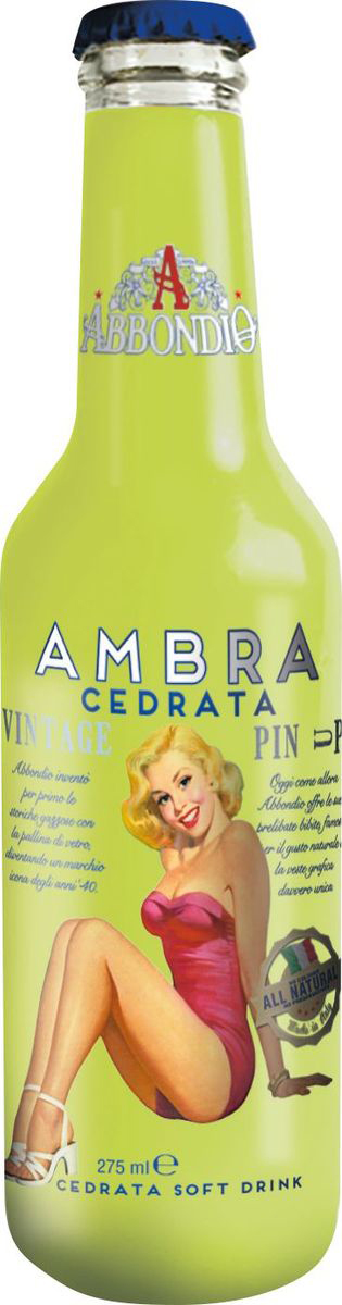 Abbondio PinUp Ambra Cedrata, лимонад безалкогольный слабогазированный, 0,275 л6622 Abbondio PinUp Ambra Cedrata, лимонад безалкогольный слабогазированный, 0,275 л6622Новая интерпретация традиционной итальянской рецептуры Лимонного лимонада с использованием только высококачественного сырья.