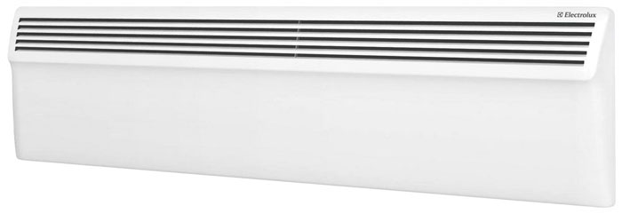 Electrolux ECH/AG-1000 PE электропанельECH/AG-1000 PE Electrolux ECH/AG-1000 PE электропанельECH/AG-1000 PEЭлектрический конвектор Air Plinth ECH/AG-1000 PE имеет форм-фактор «плинтус» и за счет скромных габаритных размеров (его высота всего 22 см) способен идеально вписаться в помещения с низкими потолками или большой площадью остекления. Внутренняя конструкция прибора и его дизайн – воплощение лучших качеств популярной серии Air Gate.В модели установлен монолитный нагревательный элемент нового поколения V-DUOS, выполненный из специального сплава алюминия с применением нано-технологий.Ребристая V-образная конструкция сводит к минимуму теплопотери и обеспечивает моментальный обогрев.Air Plinth имеет электронное управление. Интеллектуальный LED-дисплей отображает не только заданную и фактическую температуру в помещении, но и все режимы работы конвектора: полная и половинная мощность, нагрев, таймер и др.Конвектор безопасен в эксплуатации, соответствует международным стандартам и относится к классу IP24, гарантирующему защиту от попадания внутрь мелких предметов и брызг воды. Это означает, что его можно смело размещать в ванной комнате или других помещениях с повышенным уровнем влажности. Кроме того, прибор оснащен датчиком от перегрева, а также функцией «родительский контроль».В комплект входит кронштейн для настенного монтажа.Гарантия на модель составляет 3 года.