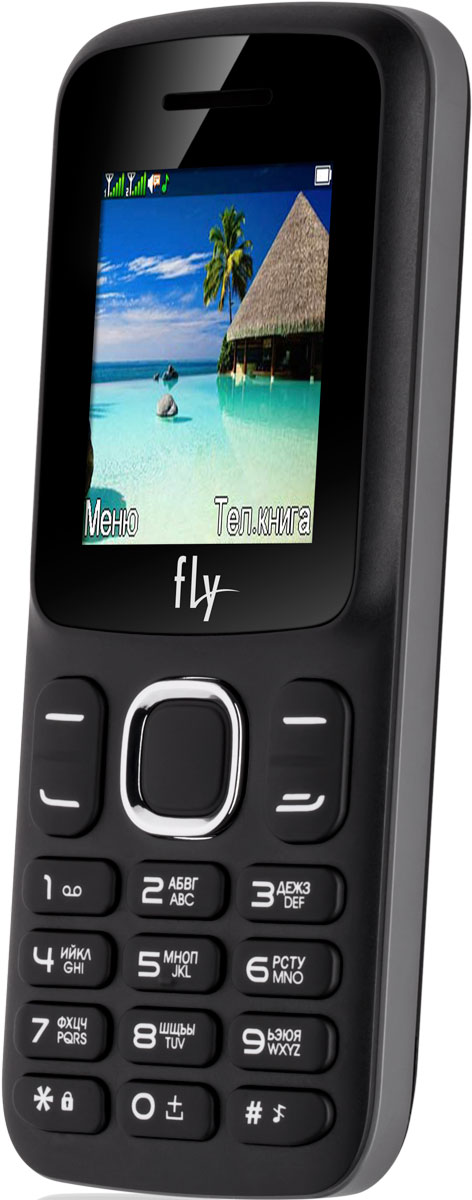 Fly FF180, Black10308 Fly FF180, Black10308Мобильный телефон Fly FF180 оснащен 1,77-дюймовым экраном, созданным с применением технологии TN. За счет этого изображение на нем выглядит четким, ярким и контрастным.Встроенный проигрыватель дает возможность воспроизводить аудио- и видеофайлы разных форматов. Кроме того, телефон можно использовать в качестве миниатюрного радиоприемника. Модель FF180 читает MP3-файлы и поддерживает работу с картами памяти на 16 Гб. Мобильный телефон помогает экономить на оплате счетов за услуги связи. Он поддерживает две SIM-карты стандартных размеров, позволяя менять операторов или тарифы в зависимости от ситуации.Телефон оснащен емким аккумулятором 800 мАч. Максимальная продолжительность работы устройства в режиме ожидания - 200 часов. При разговоре батареи хватает на 4 часа.Телефон сертифицирован EAC и имеет русифицированную клавиатуру, меню и Руководство пользователя.