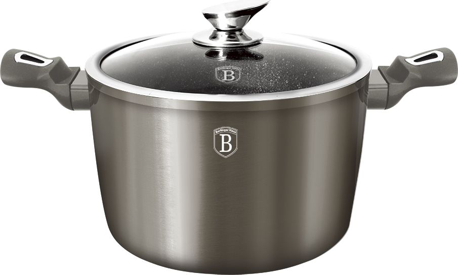 Кастрюля с крышкой Berlinger Haus Carbon Metallic Line, диаметр 20 см. 1246-BH1246-ВН Кастрюля с крышкой Berlinger Haus Carbon Metallic Line, диаметр 20 см. 1246-BH1246-ВНКастрюля с крышкой O20 см материал: кованый алюминий, толщина стенок 0,5 см, объём 3,5л, 3 слоя мраморного покрытия эргономичная ручка soft touch, индукционное дно, Цвет: темно-коричневы. Подходит для всех видов плит: газовых, электрических, стеклокерамических, галогенных, индукционных.