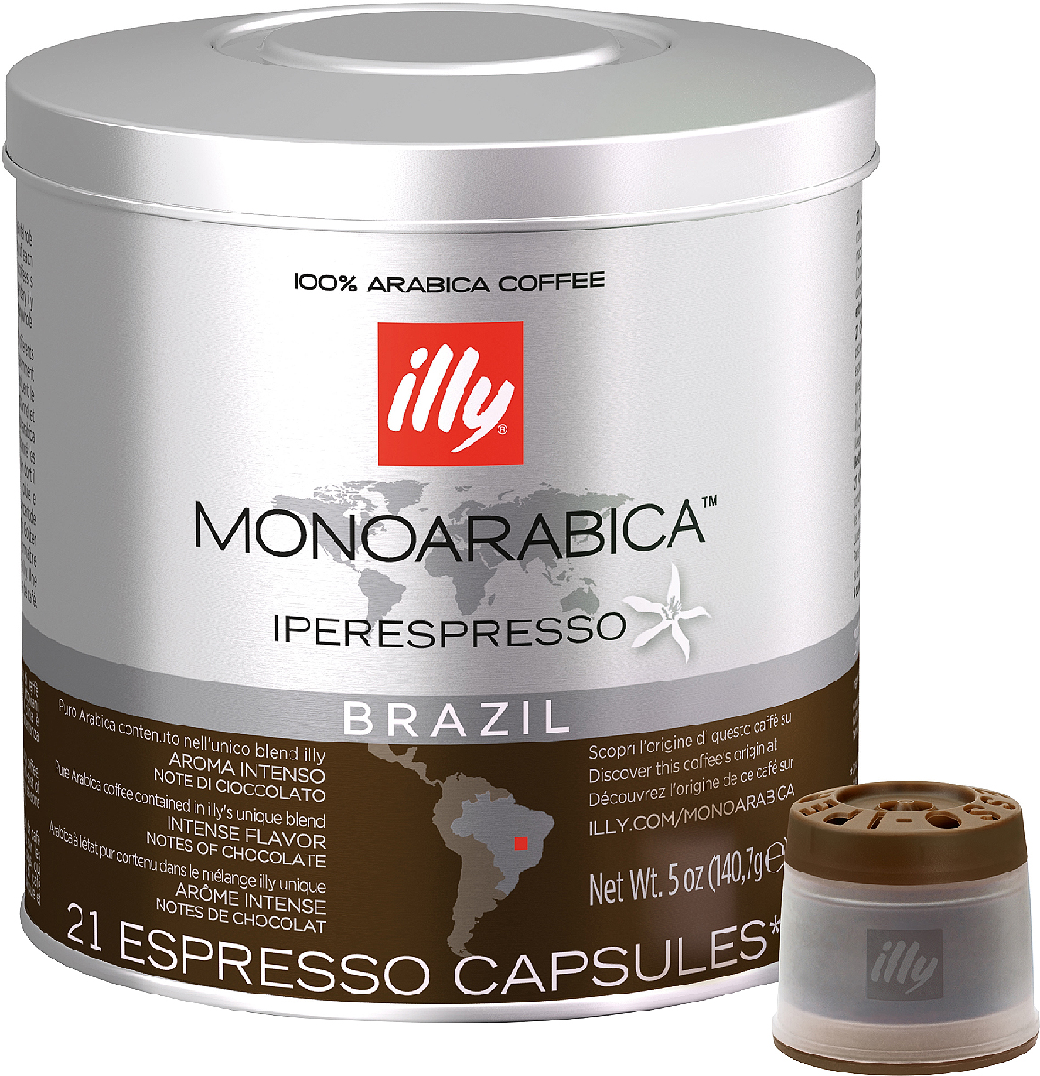 Illy Brazil Monoarabica Iperespresso кофе в капсулах средней обжарки, 21 шт6860 (7472) Illy Brazil Monoarabica Iperespresso кофе в капсулах средней обжарки, 21 шт6860 (7472)Полнотелый и иентенсивный вкус, с отчетливыми нотами шоколада, дополненный легкими оттенками карамели и поджаренного хлеба.