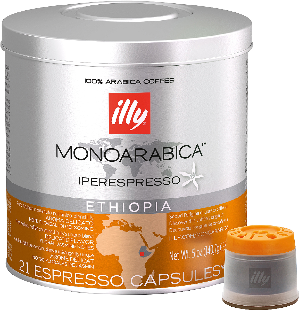 Illy Ethiopia Monoarabica Iperespresso кофе в капсулах средней обжарки, 21 шт6909 (7474) Illy Ethiopia Monoarabica Iperespresso кофе в капсулах средней обжарки, 21 шт6909 (7474)Деликатный вкус, с уникальным легким послевкусием, с нотами жасмига и цитрусовых фруктов. Эфиопия считается регионом происхождения кофе и до сих пор остается важным мировым поставщиком арабики.