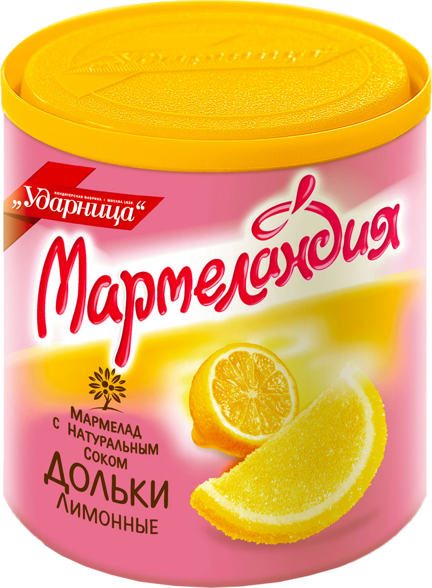 Мармеландия лимонные дольки, 250 г1010301105 Мармеландия лимонные дольки, 250 г1010301105Мармеладные дольки - знакомое с детства лакомство. Дольки «Мармеландия» от кондитерской фабрики «Ударница»изготавливаются по новой, усовершенствованной рецептуре с добавлением экстрактов фруктов, фруктового сока и натуральных красителей.