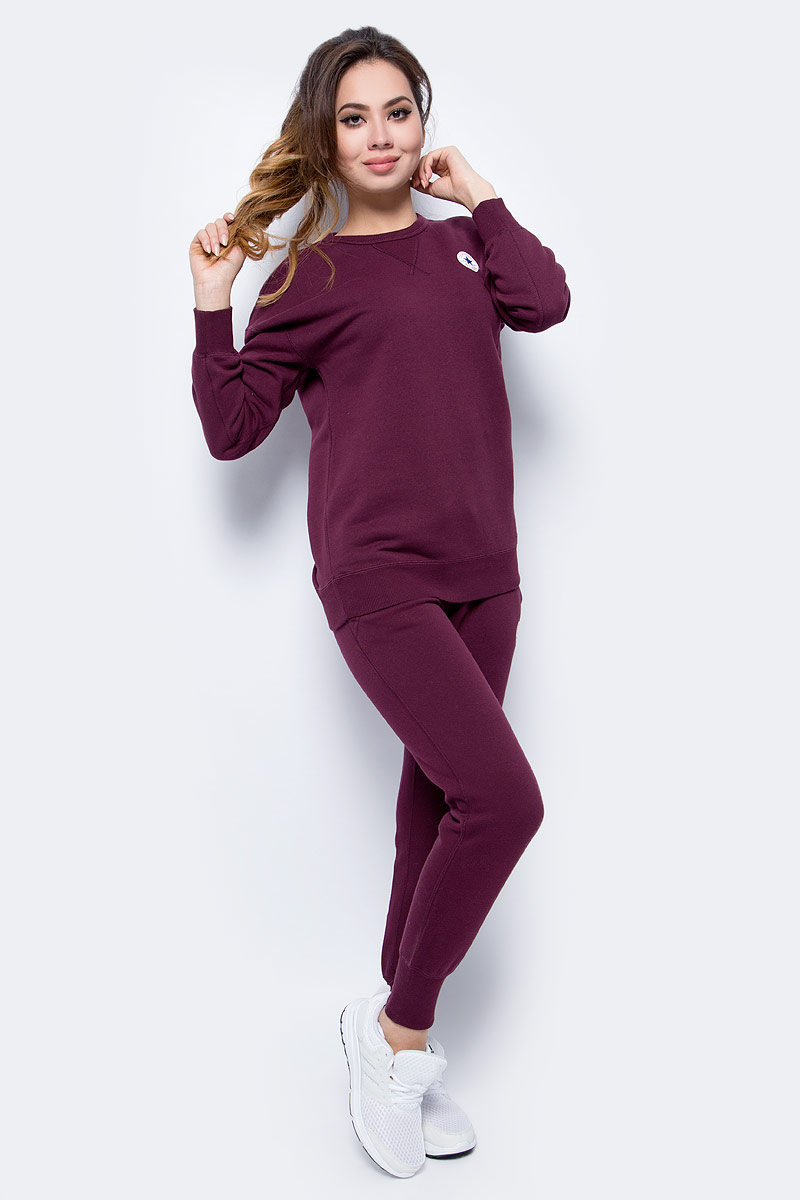 Толстовка женская Converse Core Oversized Crew, цвет: бордовый. 10004550262. Размер L (48)10004550262 Толстовка женская Converse Core Oversized Crew, цвет: бордовый. 10004550262. Размер L (48)10004550262Толстовка женская Converse изготовлена из качественного трикотажа на основе хлопка. Модель выполнена с длинными рукавами и круглым вырезом горловины. Толстовка дополнена на груди оригинальной эмблемой с названием бренда.