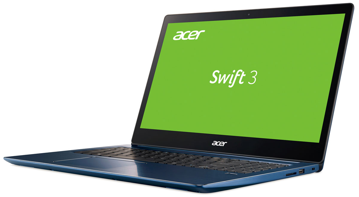 Acer Swift 3 SF315-51-5503, BlueSF315-51-5503 Acer Swift 3 SF315-51-5503, BlueSF315-51-5503Элегантный - только так можно описать роскошный тонкий ноутбук Acer Swift 3 с металлической крышкой и прохладным на ощупь корпусом. Тонкий дизайн - не просто характеристика корпуса. Это стильный способ заявить о себе, своей мобильности и свободе. Прохладный на ощупь металл, из которого создан тонкий корпус, придает ноутбуку индивидуальности.Выполняйте рабочие задачи любой сложности благодаря новейшему процессору Intel Core i5-го поколения и встроенной графической системе Intel HD Graphics.Встроенный датчик отпечатка пальца и технология Windows Hello позволят защитить ваши данные и быстро выполнять вход в систему без пароля.Благодаря клавиатуре с подсветкой можно с легкостью набирать текст даже при слабом освещении.Технология 2x2 802.11ac обеспечивает надежное и устойчивое беспроводное подключение.Ноутбук сертифицирован EAC и имеет русифицированную клавиатуру и Руководство пользователя.