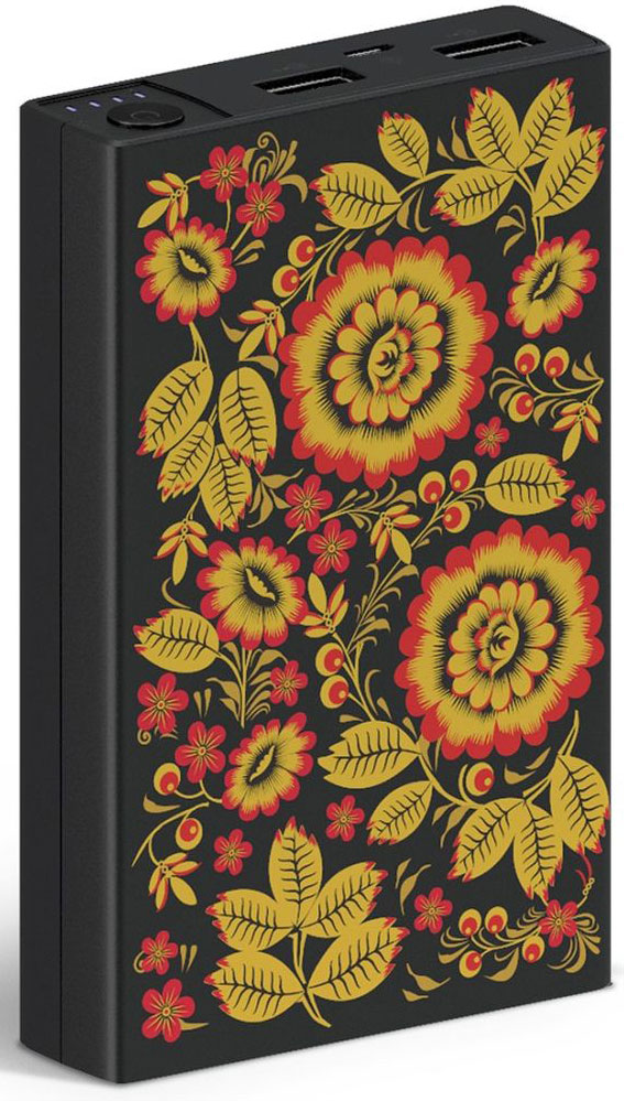 HIPER RP11000, Xoxloma внешний аккумулятор (11000 мАч)1197094 HIPER RP11000, Xoxloma внешний аккумулятор (11000 мАч)1197094Внешний аккумулятор Hiper Power Bank RP11000 Хохлома емкостью 11000мАч оформлен в стиле русской традиционной росписи Хохлома, снабжен двумя USB-выходами, что позволяет заряжать 2 устройства одновременно, индикатором уровня заряда и сделан из прочного матового пластика с покрытием софт-тач. Он органично сочетает в себе функциональность и оригинальный дизайн, не просто ассоциирующийся с национальными русскими традициями визуального искусства, но являющийся их частью. Заряда хватит, чтобы зарядить среднестатистический смартфон 6 раз. Подходит для любых microUSB устройств, а так же iPhone/iPod.