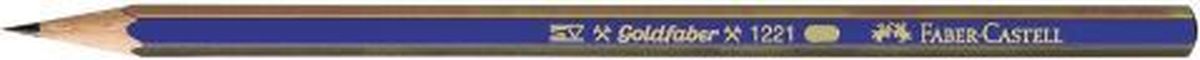 Faber-Castell Карандаш чернографитный Goldfaber 1221 H112511 Faber-Castell Карандаш чернографитный Goldfaber 1221 H112511Чернографитовый карандашGoldfaber 1221, • шестигранный карандаш очень хорошегокачества• 12 степеней твердости грифеля• привлекательный дизайн – синие и золотыеполоски, качественная мягкая древесина для хорошегозатачивания• специальная SV технология вклеиванияпредотвращает поломку грифеля при падении• покрыты лаком на водной основе, твердость H