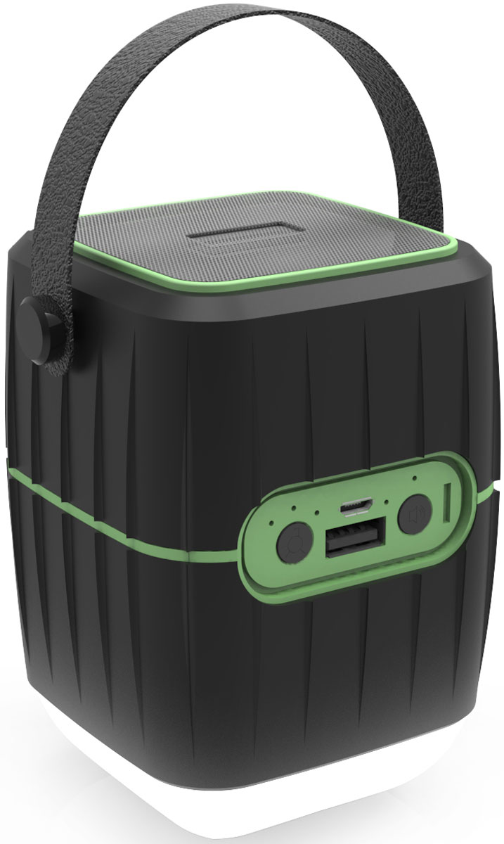 Ritmix RPB-8800LT, Black Green внешний аккумулятор (8800 мАч)15119245 Ritmix RPB-8800LT, Black Green внешний аккумулятор (8800 мАч)15119245Ritmix RPB-8800LT - это универсальное зарядное устройство, совмещающее в себе функцию Power Bank, колонки и лампы. Предназначено для зарядки мобильных телефонов, смартфонов, мр3-плееров, портативной акустики, беспроводных наушников, видеорегистраторов, портативных камер и любой другой техники с возможностью питания от USB порта 5В 2,1А. Отличается низким саморазрядом и отсутствием негативного эффекта памяти. Заряжается от USB порта компьютера, автомобильной или сетевой USB зарядки. (Travel) Power bank+фонарь+колонка, Li-Ion емкость 8 800мАч выход USB 5В 2,1А Quich charge, IP65, лампа 3W 12 LED (3 режима), спикер 3Вт, Bluetooth 4.1, SNR:75DB, 18-80Гц, distortion <0.55%, световой индикатор заряда, с отстегивающейся ручкой