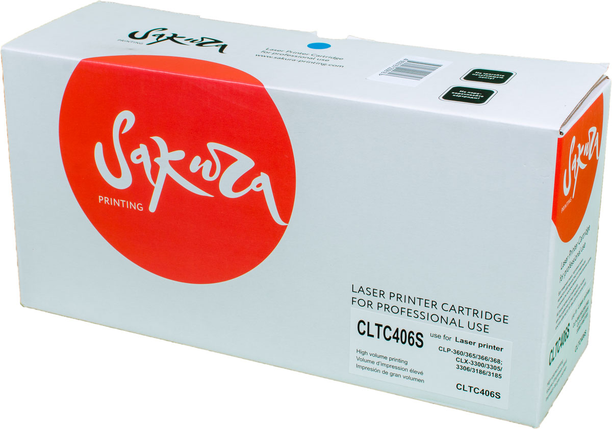 Sakura CLTC406S, Cyan тонер-картридж для Samsung CLP-360/365/366/368/CLX-3300/3305/3306/3186/3185