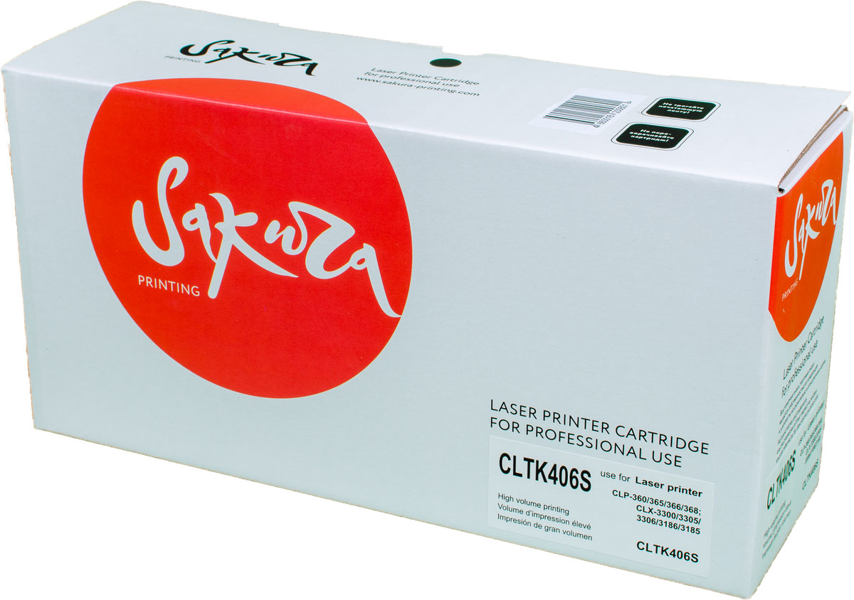 Sakura CLTK406S, Black тонер-картридж для Samsung CLP-360/365/366/368/CLX-3300/3305/3306/3185/3186