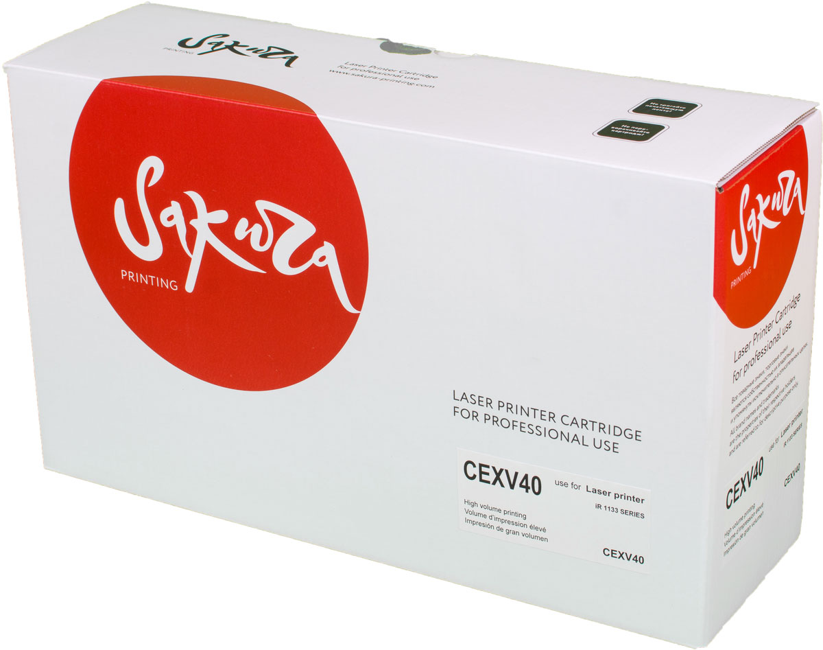 Sakura EXV40, Black тонер-картридж для Canon IR1133/iR1133A/iR1133IFSAEXV40 Sakura EXV40, Black тонер-картридж для Canon IR1133/iR1133A/iR1133IFSAEXV40Тонер-картридж Sakura EXV40 для лазерных принтеров Canon IR1133/iR1133A/iR1133IF является альтернативным решением для замены оригинальных картриджей. Он печатает с тем же качеством и имеет тот же ресурс, что и оригинальный картридж. В картриджах компании Sakura используется химический синтезированный тонер, который в отличие от дешевого тонера из перемолотого полимера, не царапает, а смазывает печатающий вал, что приводит к возможности многократных перезаправок картриджей. Такой подход гарантирует долгий срок службы принтера, превосходное качество и стабильность печати.Тонер-картриджи Sakura производятся при строгом соответствии стандартам ISO 9001 и ISO 14001, что подтверждено международными сертификатами.