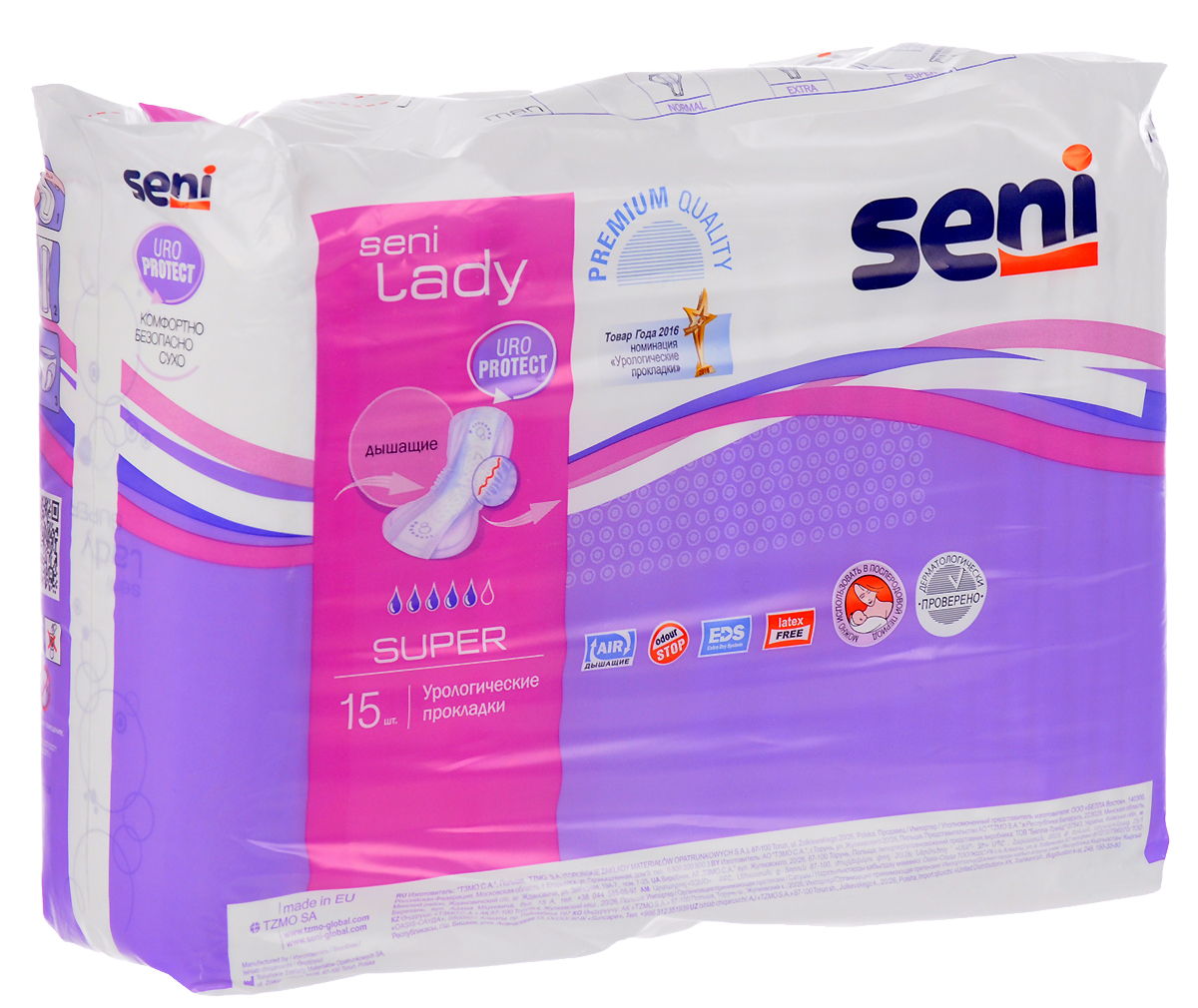 Seni Урологические прокладки для женщин Lady Plus 15 штSE-095-PL15-RU2 Seni Урологические прокладки для женщин Lady Plus 15 штSE-095-PL15-RU2Seni Lady. Plus - урологические прокладки для женщин, страдающих легкой и средней степенью недержания мочи.Несмотря на внешнюю схожесть с обычными гигиеническими прокладками, они впитывают в несколько раз больше жидкости. Специальный суперабсорбент препятствует размножению бактерий и нейтрализует неприятный запах мочи.Прокладки Seni Lady. Plus имеют внутренние боковые бортики, которые дают дополнительную защиту. Широкая клеящая полоса обеспечивает легкое и надежное крепление к белью. Анатомическая форма и дышащий внешний слой гарантируют комфорт в использовании. Могут использоваться в до- и послеродовой период.