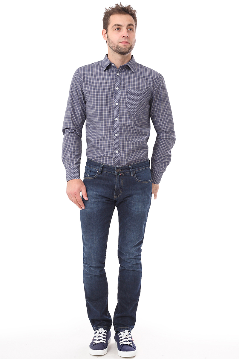 Рубашка мужская F5 Poplin, цвет: синий. 276007. Размер M (48)276007_Check 3 Рубашка мужская F5 Poplin, цвет: синий. 276007. Размер M (48)276007_Check 3Мужская рубашка F5, выполненная из хлопка и полиэстера, прекрасно подойдет для повседневной носки. Материал очень мягкий и приятный на ощупь, не сковывает движения и позволяет коже дышать. Рубашка прямого кроя с отложным воротником и длинными рукавами застегивается на пуговицы по всей длине. На груди модели предусмотрен накладной карман. Манжеты рукавов также застегиваются на пуговицы. Изделие оформлено принтом в клетку. Такая модель будет дарить вам комфорт в течение всего дня и станет модным и стильным дополнением к вашему гардеробу.