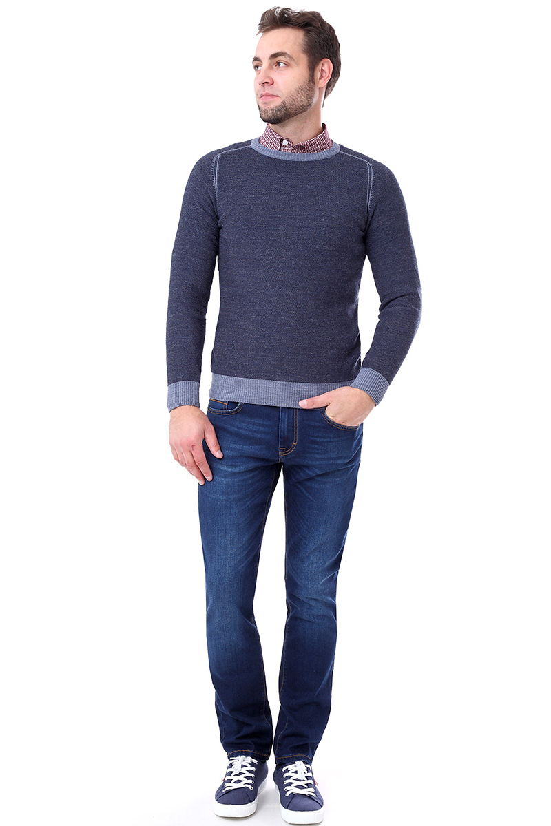 Джемпер мужской F5, цвет: синий. 276119. Размер XL (52)276119_indigo grey Джемпер мужской F5, цвет: синий. 276119. Размер XL (52)276119_indigo greyМужской джемпер F5 с круглым вырезом горловины и длинными рукавами изготовлен из высококачественной комбинированной пряжи. Манжеты рукавов, вырез горловины и низ джемпера связаны резинкой.