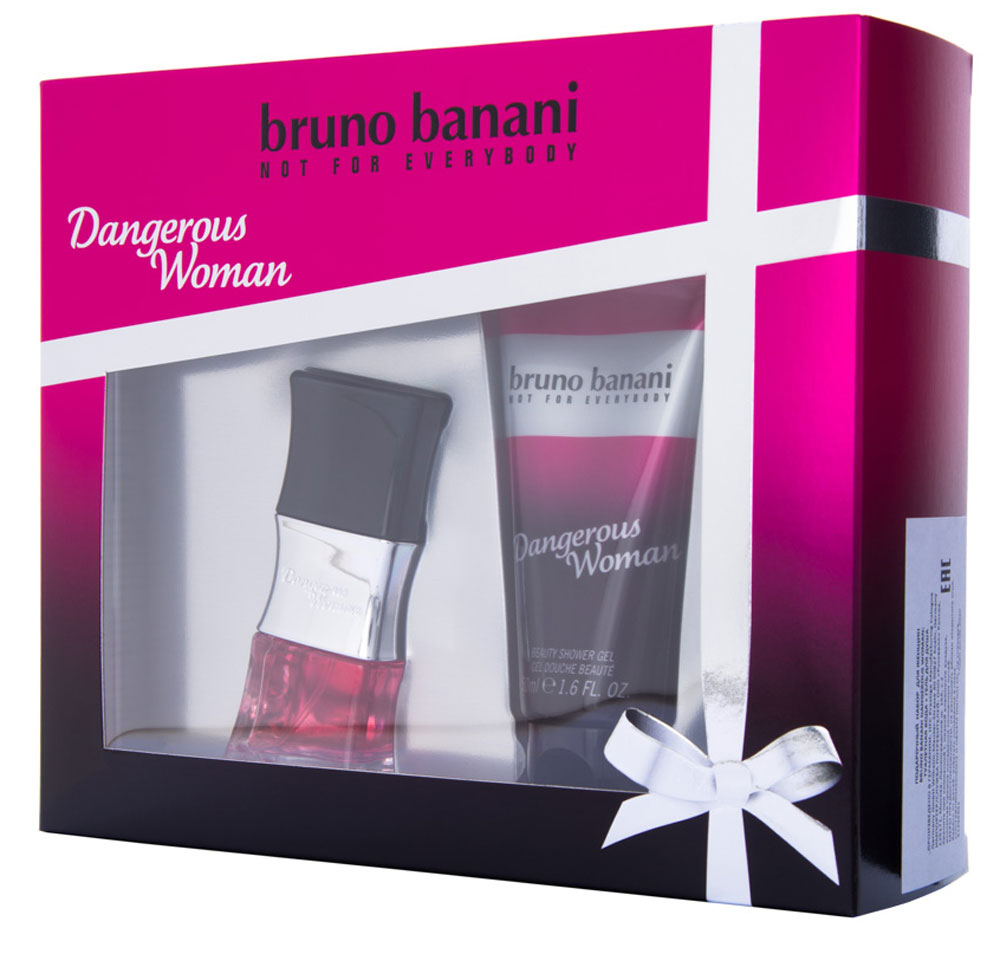 Bruno Banani Парфюмерный набор Dangrs Woman: туалетная вода 20 мл, гель для душа 50 мл8005610460147 Bruno Banani Парфюмерный набор Dangrs Woman: туалетная вода 20 мл, гель для душа 50 мл8005610460147Bruno Banani Dangerous Woman – интригующий, яркий парфюм, созданный для прекрасных женщин. Принадлежит к семейству восточных гурманских ароматов. Парфюм был выпущен в свет немецким модным домом Bruno Banani в 2013 году. Невероятно чувственный, манящий, соблазняющий, но в то же время не лишенный деликатности аромат для женщин, которые знают себе цену и умеют соблазнять. Аромат: Восточные. Верхние ноты: Черная смородина; Средние ноты: Цветочные ноты; Шлейф: Гелиотроп.