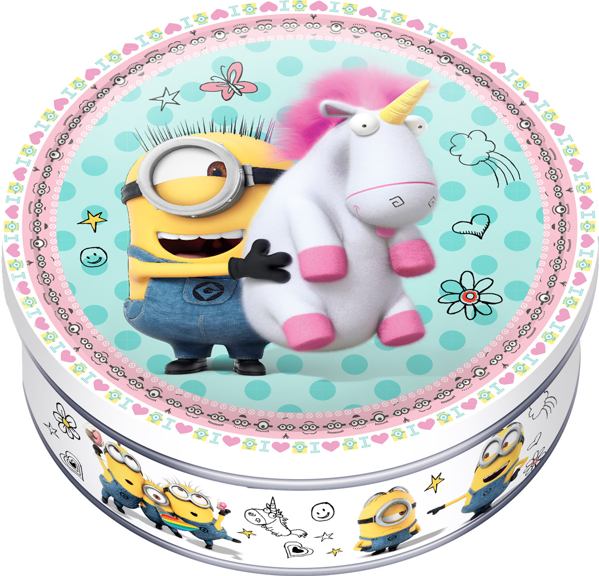 Minions печенье сдобное с шоколадом, 150 гMC-6-9/MI Minions печенье сдобное с шоколадом, 150 гMC-6-9/MIМиньоны – это супер-популярные забавные желтые существа, ставшие известными благодаря мультфильмам Гадкий я (Despicable Me) и Гадкий я - 2. Натуральный состав, узнаваемые персонажи и яркий дизайн подарочных банок делают печенье Миньоны отличным подарком для широкой возрастной категории их поклонников.