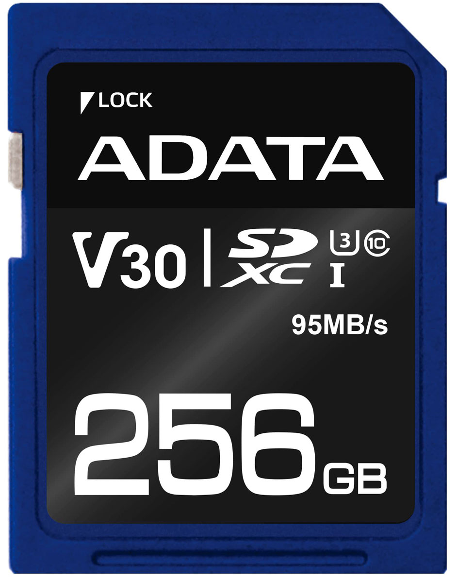 ADATA microSDXC UHS-I U3 CLASS10 256GB карта памяти (ASDX256GUI3CL10-R)23342 ADATA microSDXC UHS-I U3 CLASS10 256GB карта памяти (ASDX256GUI3CL10-R)23342Карта памяти ADATA microSDXC UHS-I U3 обеспечивает повышенные характеристики скорости чтения/записи до 95/60 Мб/с, что позволяет снимать видео и изображения высокого разрешения. Она имеет класс V30 (класс скорости видео) и поддерживает запись видео формата Ultra HD 4K. Благодаря надежной защите от различных видов воздействия, карта памяти имеет длительный срок службы и является отличным решением для как для профессиональных фотографов, так и для любителей для съемки каждого фантастического момента с наибольшей точностью.Карта памяти оснащена встроенным переключателем блокировки записи и технологией автоматического кодирования исправления ошибок (ECC). Она проходит суровые испытания на водонепроницаемость, сопротивляемость удару, рентгеновским лучам, статическому напряжению и экстремальным температурам, что гарантирует их надежную работу. Карта оснащена высококачественной флэш-памятью MLC, которая обеспечивает ее надежность и длительный срок эксплуатации.
