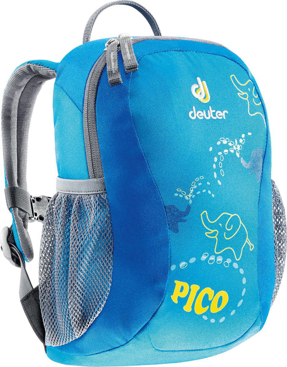 Рюкзак туристический Deuter Pico, цвет: синий, 5 л36043_3006 Рюкзак туристический Deuter Pico, цвет: синий, 5 л36043_3006Прекрасный рюкзак серии Pico -это веселый помощник для малышей в детском саду, на прогулках или в походе к озеру. Он веселый и забавный, предназначен для детей в возрасте от трёх лет и старше. Рюкзак выполнен из высокотехнологичной и экологически безопасной ткани, отвечающей мировым стандартам маркировки Bluesign. Особенности: - вместительное основное отделение - стильные, современные светоотражающие элементы спереди и по бокам - два удобных наружных кармана с застежками Velcro - надежная внешняя петля для фиксации - эластичный грудной ремень - именная бирка внутри - материал Deuter-Super-Polytex - вес 200 грамм - объем 5 литров - размер 28х19х12 см.