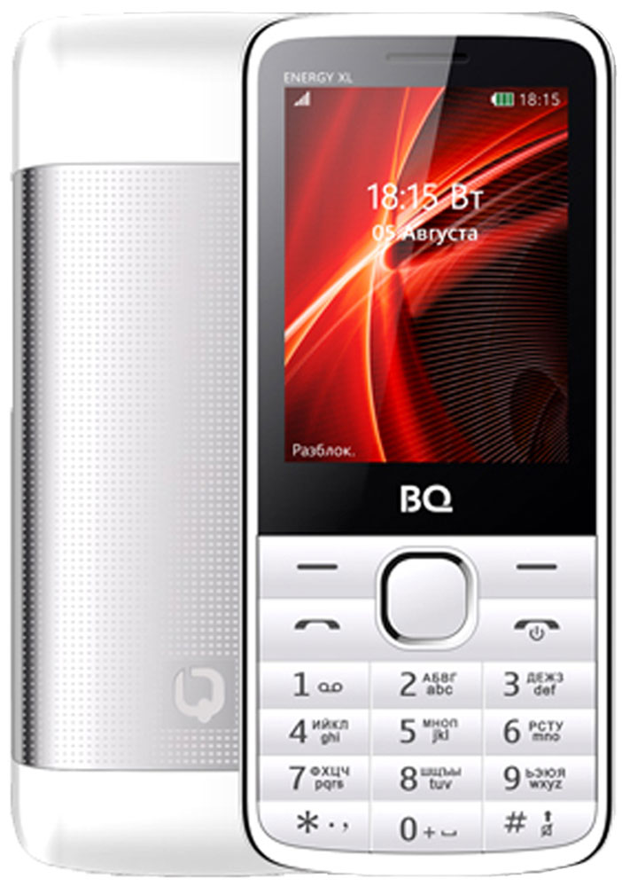 BQ 2806 Energy XL, White85954007 BQ 2806 Energy XL, White85954007BQ 2806 Energy XL меняет ваши представления о мобильных телефонах. Стильный металлический корпус и благородные расцветки дизайна делают этот мобильный телефон особенно привлекательным. Главные достоинства скрываются внутри телефона, а именно большая батареяобъемом 3000 мАч, позволяющая оставаться на связи до 7 дней! Кроме этого BQ 2806 Energy XL получил большой дисплей с диагональю 2,8, на котором удобно просматривать информацию и пользоваться всеми мультимедийными возможностями. В комплекте с телефоном предусмотрены наушники для комфортного прослушивания музыки и FM-радио. Две SIM-карты помогут отделить личные контакты от деловых.Телефон сертифицирован EAC и имеет русифицированную клавиатуру, меню и Руководство пользователя.