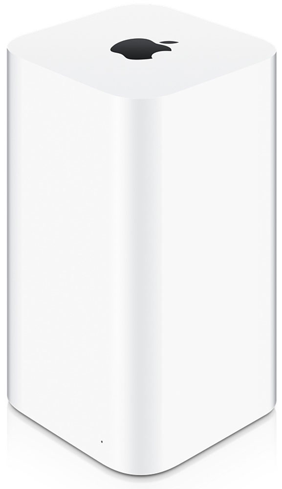 Apple AirPort Extreme 802.11ac (ME918RU/A) Wi-Fi точка доступаME918RU/A Apple AirPort Extreme 802.11ac (ME918RU/A) Wi-Fi точка доступаME918RU/AИнтеллектуальная и простая в эксплуатации базовая станция AirPort Extreme с одновременной поддержкой двух частотных диапазонов представляет собой идеальное устройство для организации беспроводного доступа в Интернет дома, в школе или в офисе. Она поставляется с Wi-Fi-технологией следующего поколения 802.11ac и обеспечивает высокоскоростной беспроводной доступ к сети для компьютеров Mac, PC и Wi-Fi устройств, таких как iPhone, iPad, iPod touch и Apple TV.В основе AirPort Extreme лежит технология 802.11ac, которая обеспечивает суперскоростное соединение и сильный сигнал без помех для сетей Wi-Fi. Поскольку это устройство одновременно работает в диапазонах частот 2,4 ГГц и 5 ГГц, беспроводные устройства будут автоматически подключаться к сети в наиболее оптимальном диапазоне, гарантируя максимальную производительность.Антенны AirPort Extreme расположены в верхней части корпуса, который стал значительно выше, что позволяет транслировать сетевой сигнал с большей высоты. Число антенн также было увеличено. Теперь их шесть: три антенны с рабочим диапазоном 2,4 ГГц и три антенны с рабочим диапазоном 5 ГГц. В сочетании с технологией 802.11ac это позволяет подключаться к сети быстрее, на большем расстоянии и при большей мощности сигнала, чем прежде.Подсоедините к устройству AirPort Extreme кабельный или DSL-модем и воспользуйтесь встроенным помощником по настройке, для того чтобы создать новую беспроводную сеть буквально в несколько прикосновений к экрану вашего iPhone, iPad, или iPod touch. Если вы пользуетесь компьютером Mac, воспользуйтесь встроенной AirPort-Утилитой. Настройка выполняется невероятно легко и быстро.Устройство AirPort Extreme позволит превратить любой внешний жесткий диск USB в диск с защищенным доступом, который можно использовать для совместной работы в сети Wi-Fi. То есть все документы, видеоролики, фотографии и другие файлы мгновенно становятся доступными для всех: как пользователей компьютеров PC, так и пользователей компьютеров Mac. Вы даже можете подключить принтер и обеспечить к нему общий беспроводной доступ.C AirPort Extreme будет работать любое из имеющихся у вас устройств Wi-Fi, потому что он поддерживает стандарты 802.11a, 802.11b, 802.11g, 802.11n и 802.11ac. Поскольку AirPort Extreme имеет встроенный брандмауэр, обеспечивающий защиту от попыток незаконного взлома через Интернет, вы сможете выходить во всемирную паутину, не опасаясь за безопасность локальной сети.