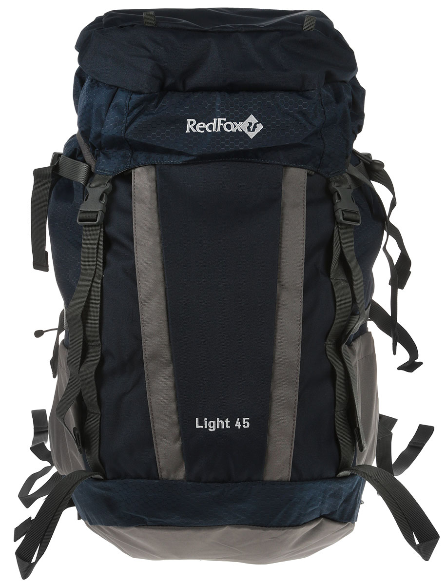 Рюкзак Red Fox Light V3, цвет: синий, 45 л1054087 Рюкзак Red Fox Light V3, цвет: синий, 45 л1054087Red Fox Light V3 - функциональный рюкзак для продолжительных походов. Рюкзак состоит из одного отделения, которое закрывается на шнурок-утяжку со стоппером и клапан с пластиковыми защелками. На клапане расположен карман за застежке-молнии. По бокам изделия имеются два открытых накладных кармана. Спереди расположен карман на молнии и дополнительный вход во внутреннее отделение. Рюкзак оснащен двумя удобными ручками (спереди и сзади) и широкими практичными лямками регулируемой длины. Особенности:- назначение: трекинг;- подвесная система Active;- съемный мягкий поясной ремень;- жесткая вставка в спинке;- две боковые компрессионные стяжки;- петли для крепления ледового снаряжения;- эластичная шнуровка на фронтальной панели рюкзака;- карманы с эластичной затяжкой в нижней части рюкзака.Материал: N210D Honey Comb, P450D;Объем, л: 45.Вес, г: 1420.