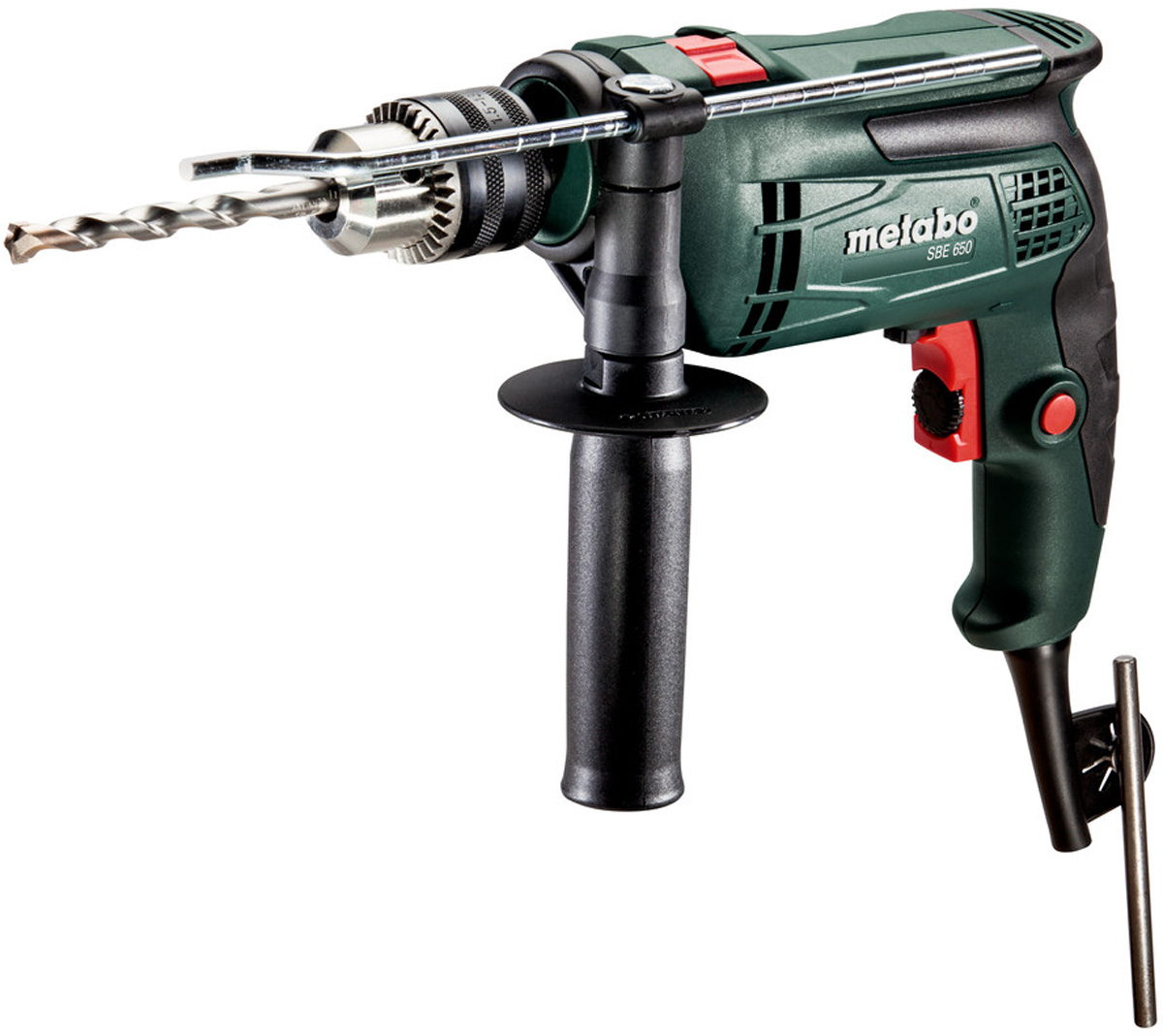 Дрель ударная Metabo SBE 650. 600671000600671000 Дрель ударная Metabo SBE 650. 600671000600671000Электроника Vario (V) - управление числом оборотов в соответствии со свойствами материала, Регулировочное колесо для установки числа оборотов, Реверс, Шпиндель с внутренним шестигранником для насадок-бит, позволяющий работать без сверлильного патрона