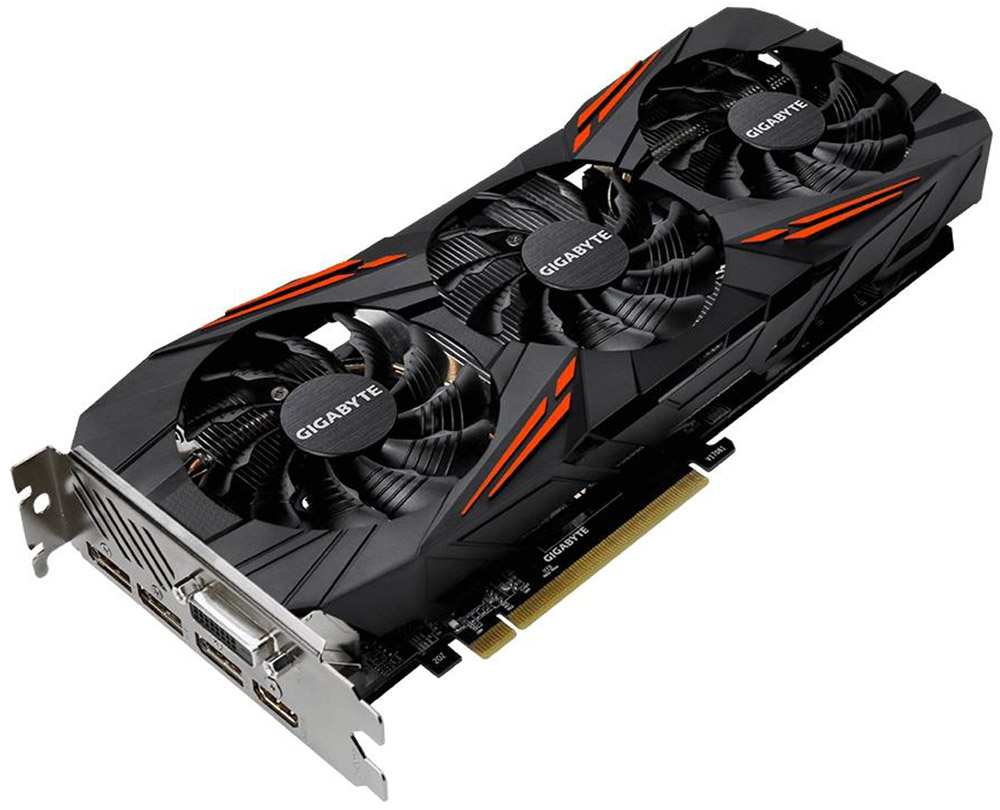 Gigabyte GeForce GTX 1070 Ti Gaming OC 8GB видеокартаGV-N107TGAMING OC-8GD Gigabyte GeForce GTX 1070 Ti Gaming OC 8GB видеокартаGV-N107TGAMING OC-8GDВидеокарты Gigabyte GeForce GTX 1070 Ti Gaming созданы, чтобы удовлетворить все требования опытных игроков. Основано на решении NVIDIA, архитектура GPU Pascal GPU.Будьте готовы к игровым сражениям с Geforce GTX. Geforce GTX обеспечивает самую высокую производительность, добавляя продвинутые игровые технологии (NVIDIA GameWorks) и саму продвинутую игровую экосистему (GeForce Experience).Откройте для себя новое поколение VR, с низким показателем задержки, наушниками последнего поколения, благодаря технологии NVIDIA VRWorks. VR аудио (звуковые эффекты), реалистичная графика и физика предметов, позволяют вам прочувствовать и услышать каждый момент.Воздушный поток эффективно отводится от радиатора с помощью вентиляторов, лопасти которых, имеют специальные насечки и форму. Система охлаждения WINDFORCE 3X состоящая из трех медных композитных трубок, которые напрямую отводят тепло от GPU, специальной архитектуры пластинок радиатора, уникального дизайна лопастей вентилятора. Благодаря этим характеристикам удается достичь высокого уровня отвода тепла, при высоких нагрузках и низкой температуре. Тесты показали эффективность выше на 23%.Используется полу-пассивный режим работы, вентиляторы останавливают свою работу, если температура чипа не высокая, или нет достаточной нагрузки. На торце видеокарты расположен индикатор работы вентилятора.Композитные медные трубки сочетают в себе два важных аспекта теплопереноса и способности забирать тепло из зоны прямого контакта. Таким образом повышается эффективность охлаждения на 29%. Медные трубки имеют прямую зону соприкосновения с графическим процессором.Настраиваемая RGB подсветка логотипа и индикатора работы вентилятора. Вам доступно 16.8 млн цветовых оттенков и различные схемы работы подсветки, вы можете установить необходимый режим с помощью программного обеспечения XTREME Engine.Металлическая задняя пластина усиливает конструкцию видеокарты, защищает элементную базу от внешнего механического воздействия и повреждений.Одним простым действием в программном обеспечении XTREME Engine, игроки могут легко настроить карту таким образом, чтобы удовлетворить различные игровые требования без специальных знаний.При производстве серии G1 Gaming используются отобранные и первоклассные графические процессоры, которые позволяют достичь высокий разгонный потенциал, высокие характеристики переключения мощности. Это все обеспечивает высокую производительность без ущерба для надежности системы.При производстве карты используются дроссели и конденсаторы высокого качества, благодаря этому факту графическая карта обеспечивает выдающуюся производительность и долговечность системы.