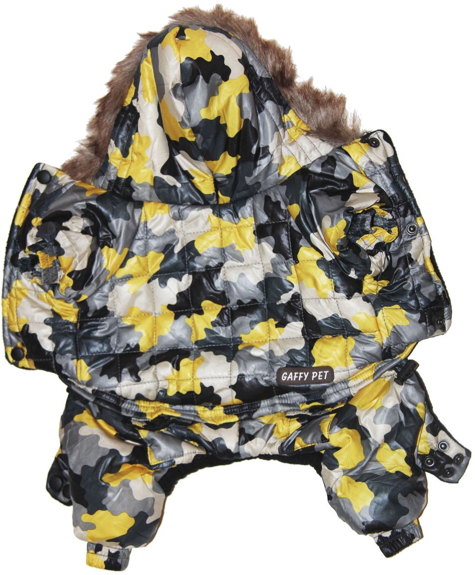 Комбинезон для собак Gaffy Pet Khaki, для мальчика. Размер L11011 L Комбинезон для собак Gaffy Pet Khaki, для мальчика. Размер L11011 LВ данной модели сделан акцент на актуальную клетку в сочетании с яркой расцветкой.Капюшон отделан мехом. На стыке капюшона и спинки есть отверстие для поводка. Живот почти полностью закрыт, кроме необходимых для прогулок отверстий. На животе комбинезон фиксируется с помощью кнопок, а в нижней части живота есть 2 ряда кнопок для того, чтобы комбинезон точно сел по фигуре.Дополнительно комбинезон снабжён резинками на рукавах и штанинах для лучшей защиты от снега и холода.Кроме того, в поясе, есть дополнительная резинка с фиксатором для лучшего облегания.Данные модели комбинезонов с закрытым животом были запатентованы как полезная модель. Патент # 2014125392Обхват шеи, см: 30.Обхват груди, см: 50.Длина спины, см: 34.