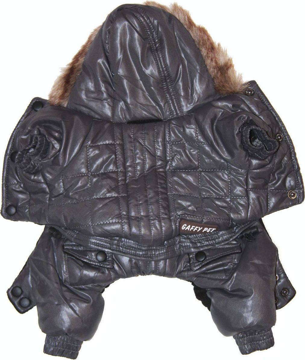 Комбинезон для собак Gaffy Pet Charcoal, для мальчика. Размер L11012 L Комбинезон для собак Gaffy Pet Charcoal, для мальчика. Размер L11012 LАкцент на актуальную клетку и благородный цвет придутся по душе всем. Капюшон отделан мехом. На стыке капюшона и спинки есть отверстие для поводка.Живот почти полностью закрыт, кроме необходимых для прогулок отверстий.На животе комбинезон фиксируется с помощью кнопок, а в нижней части живота есть 2 ряда кнопок для того, чтобы комбинезон точно сел по фигуре.Дополнительно комбинезон снабжён резинками на рукавах и штанинах для лучшей защиты от снега и холода.Кроме того, в поясе, есть дополнительная резинка с фиксатором для лучшего облегания.Данные модели комбинезонов с закрытым животом были запатентованы как полезная модель. Патент # 2014125392 Обхват шеи, см: 30.Обхват груди, см: 50.Длина спины, см: 34.